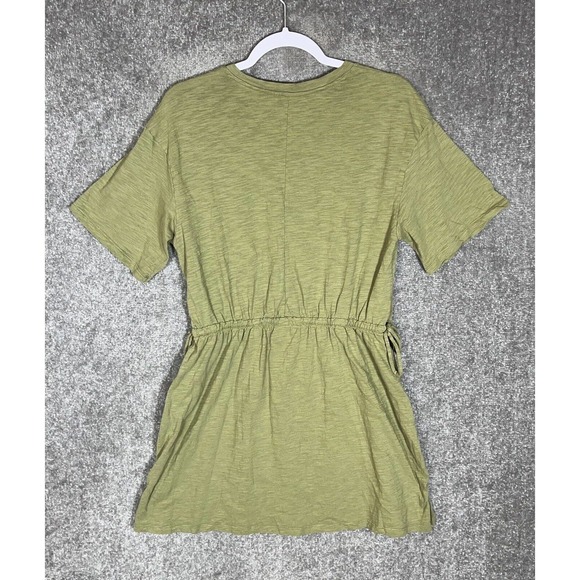 Old Navy Short Sleeve Drawstring Waist Shirt Dress Women Size Large Green Cotton - Picture 2 of 9